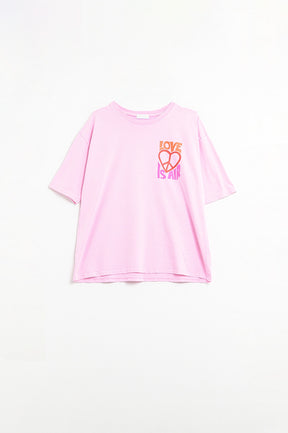 Maglietta rosa con logo Love is Air e Cuore con Pace