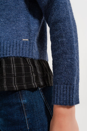 Maglione 2 in 1 con sottocamicia in blu scuro