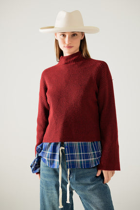 maglione a collo alto a costine in stile rilassato