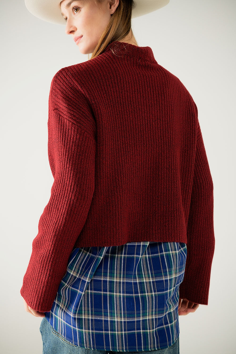 maglione a collo alto a costine in stile rilassato