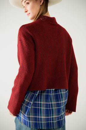 maglione a collo alto a costine in stile rilassato