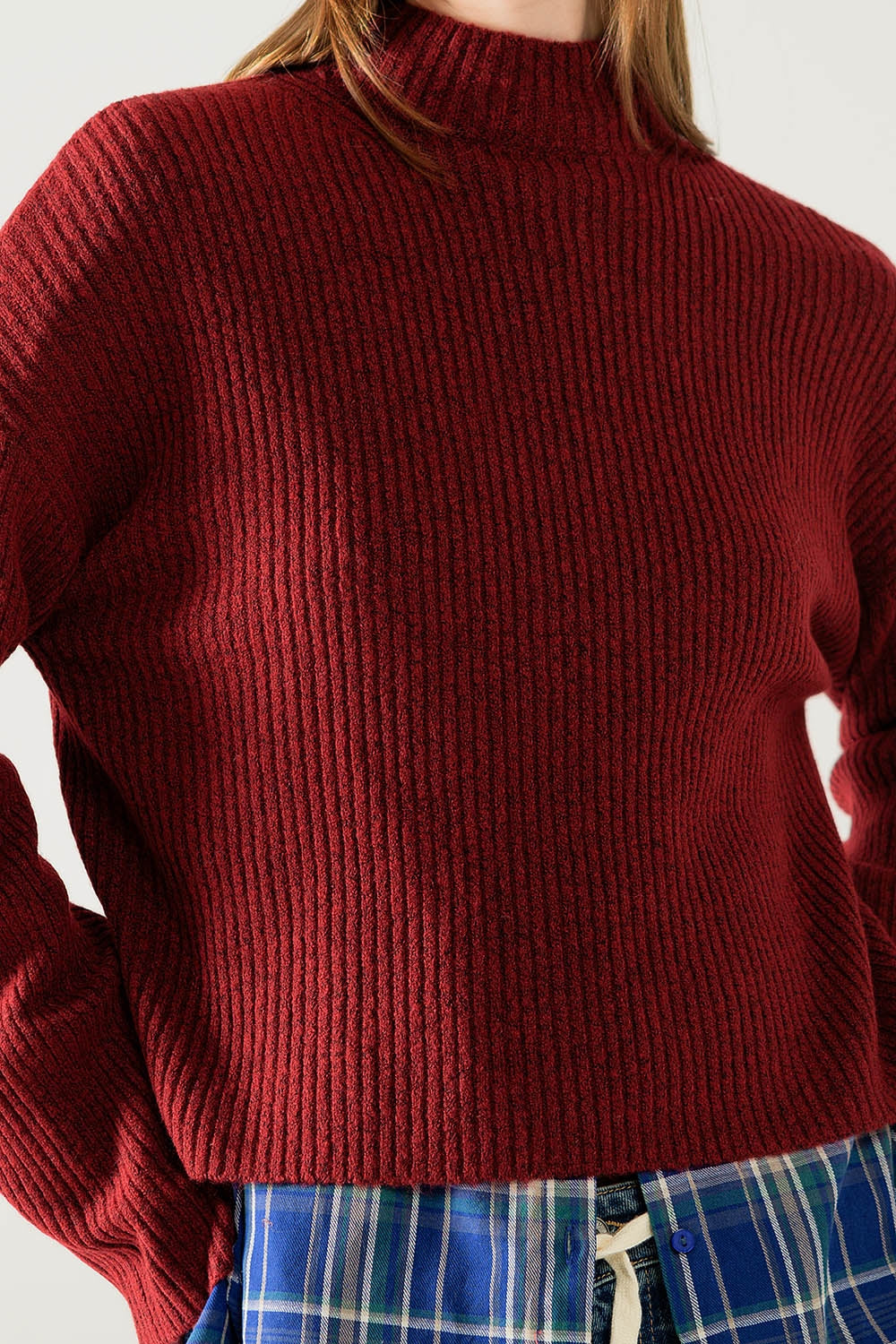 maglione a collo alto a costine in stile rilassato