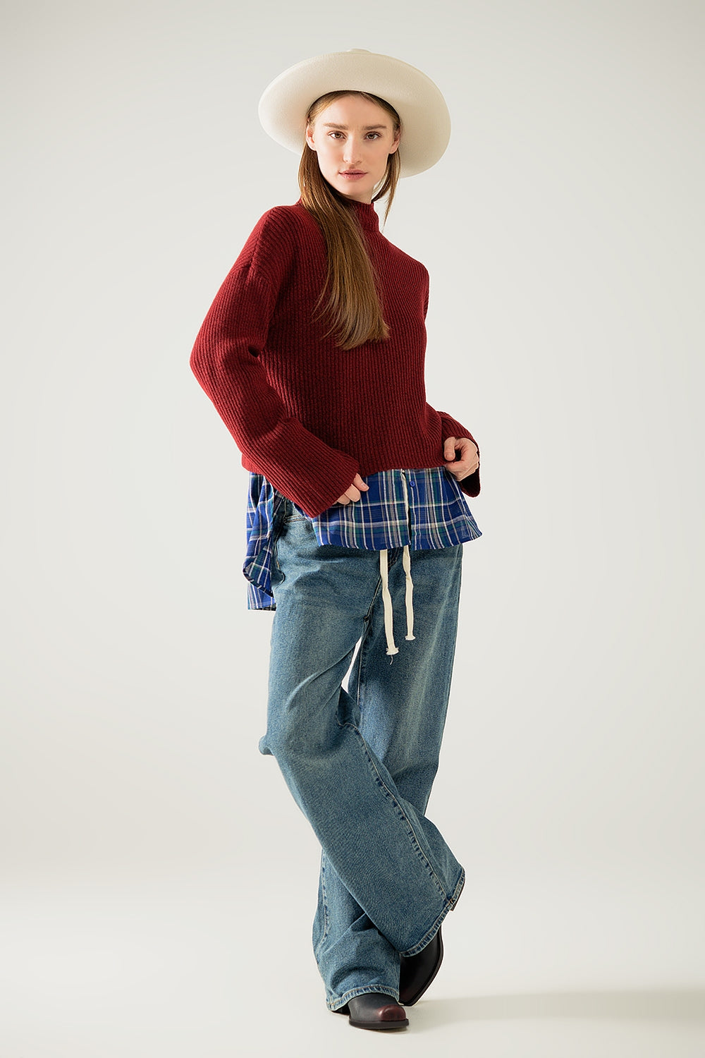maglione a collo alto a costine in stile rilassato