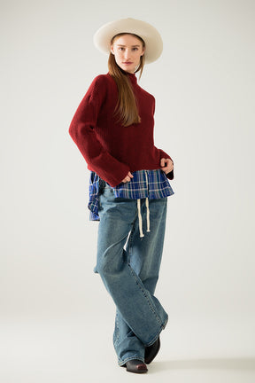 maglione a collo alto a costine in stile rilassato