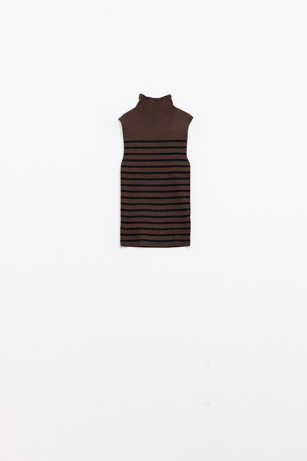 Q2 Maglione a collo alto a righe In marrone