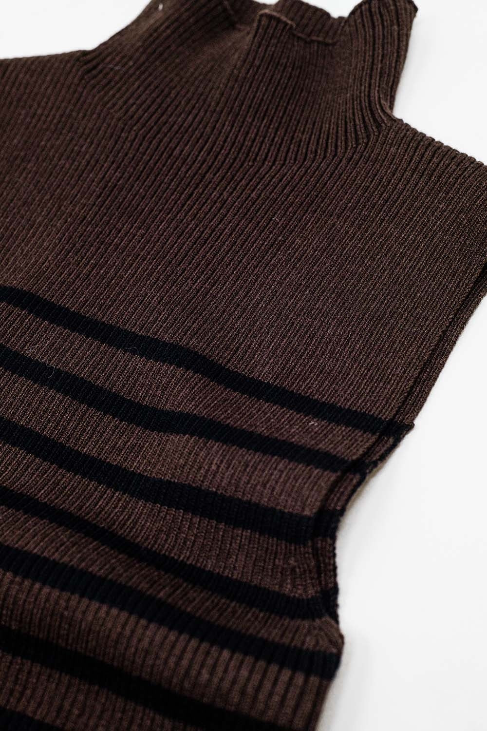 Maglione a collo alto a righe In marrone