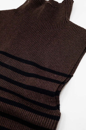 Maglione a collo alto a righe In marrone