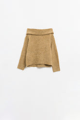 Q2 maglione a maglia con scollo a barca in beige