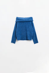 Q2 maglione a maglia con scollo a barca in blu