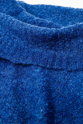maglione a maglia con scollo a barca in blu