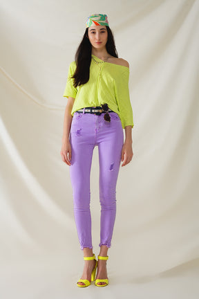 Maglione a maniche corte color lime con motivo argyle