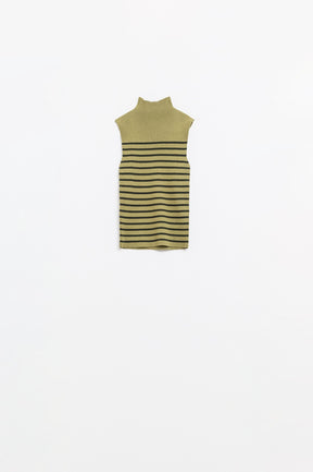 Maglione a righe con tartaruga verde oliva