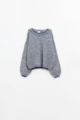 Q2 Maglione a righe rilassato in blu e bianco