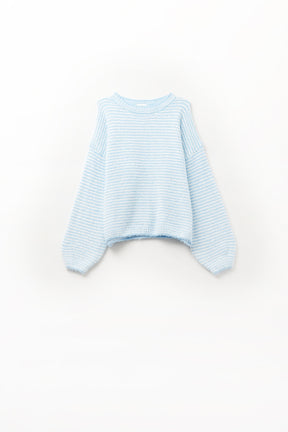 Maglione a righe soffice in azzurro