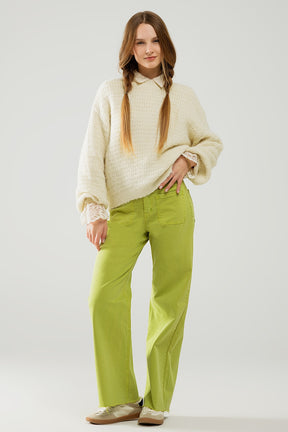 Maglione beige con maniche a palloncino