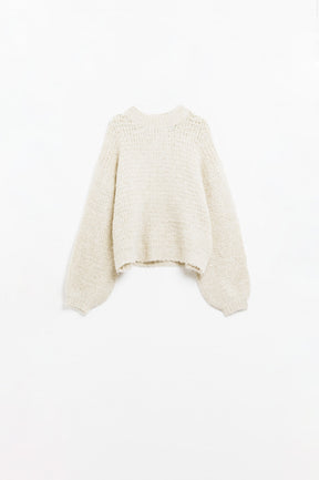 Maglione beige con maniche a palloncino