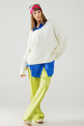 Maglione bianco in maglia over size