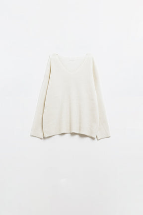 Maglione bianco in maglia over size