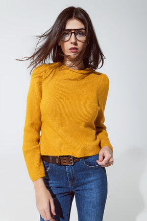 Maglione Collo rotondo a coste mustard