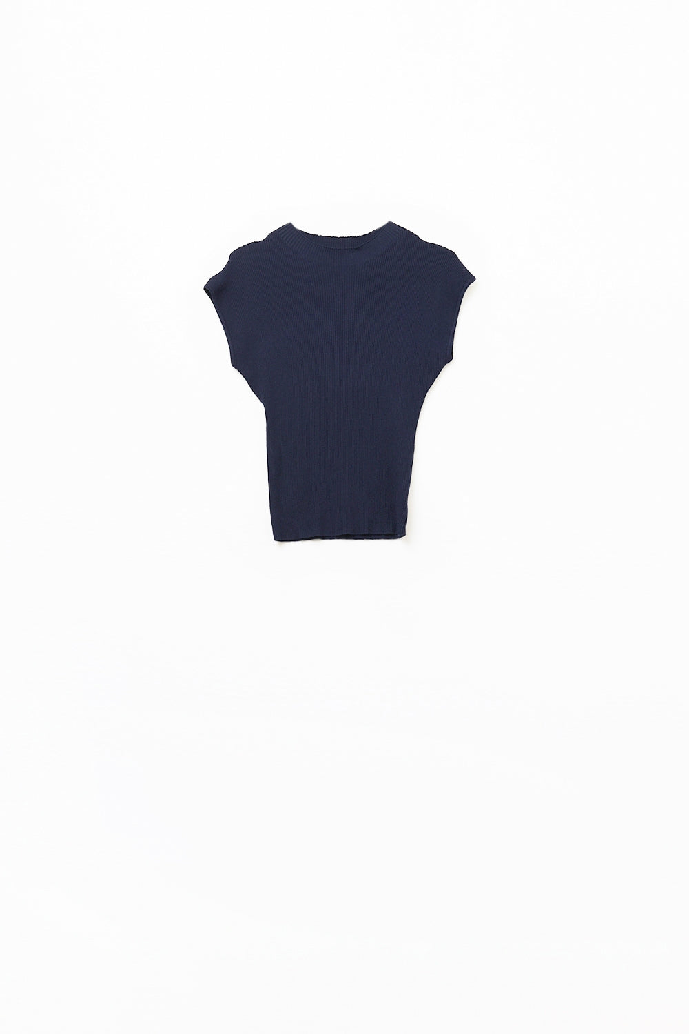 Q2 maglione cropped senza maniche in blu