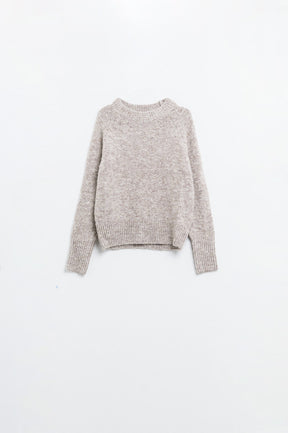Q2 Maglione girocollo basic in maglia di colore beige