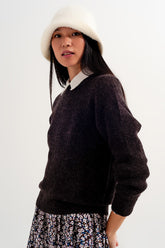 Q2 Maglione girocollo cioccolato