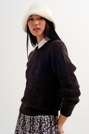 Q2 Maglione girocollo cioccolato