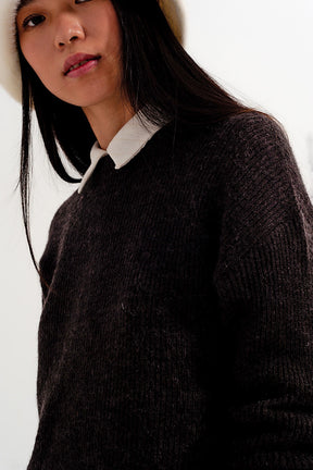 Maglione girocollo cioccolato