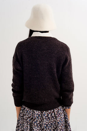 Maglione girocollo cioccolato
