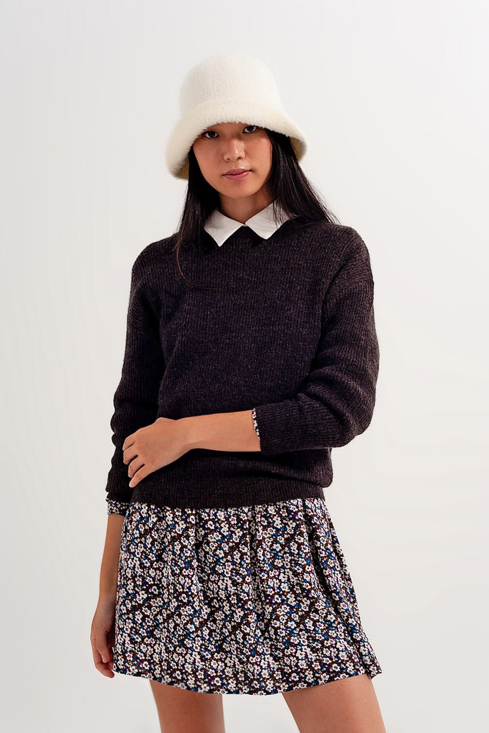 Maglione girocollo cioccolato