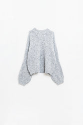 Q2 Maglione grigio oversize con maniche a palloncino