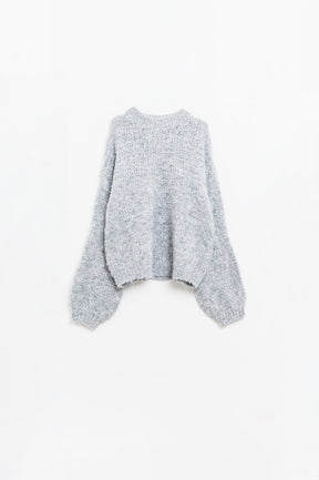 Q2 Maglione grigio oversize con maniche a palloncino
