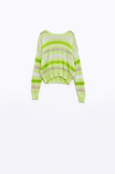 Q2 Maglione leggero multicolore a maniche lunghe con scollo a barca