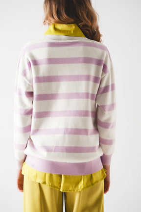 Maglione lungo a righe lilla