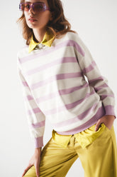 Q2 Maglione lungo a righe lilla