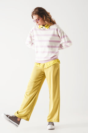 Maglione lungo a righe lilla