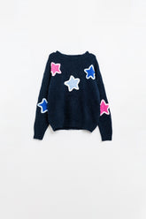 Q2 Maglione navy con stelle ricamate