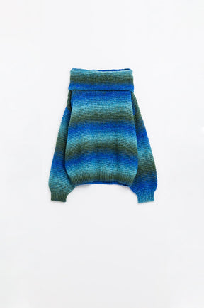 Q2 Maglione oversize a collo alto Comfy nei toni del blu
