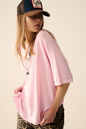 Q2 maglione oversize in rosa con maniche al gomito