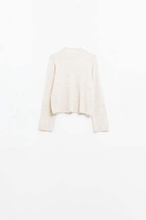 maglione rilassato a collo alto a coste color crema