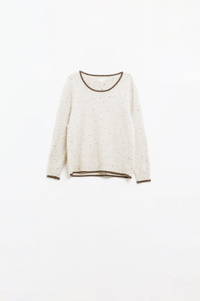 Q2 Maglione screziato con dettagli di linea in marrone