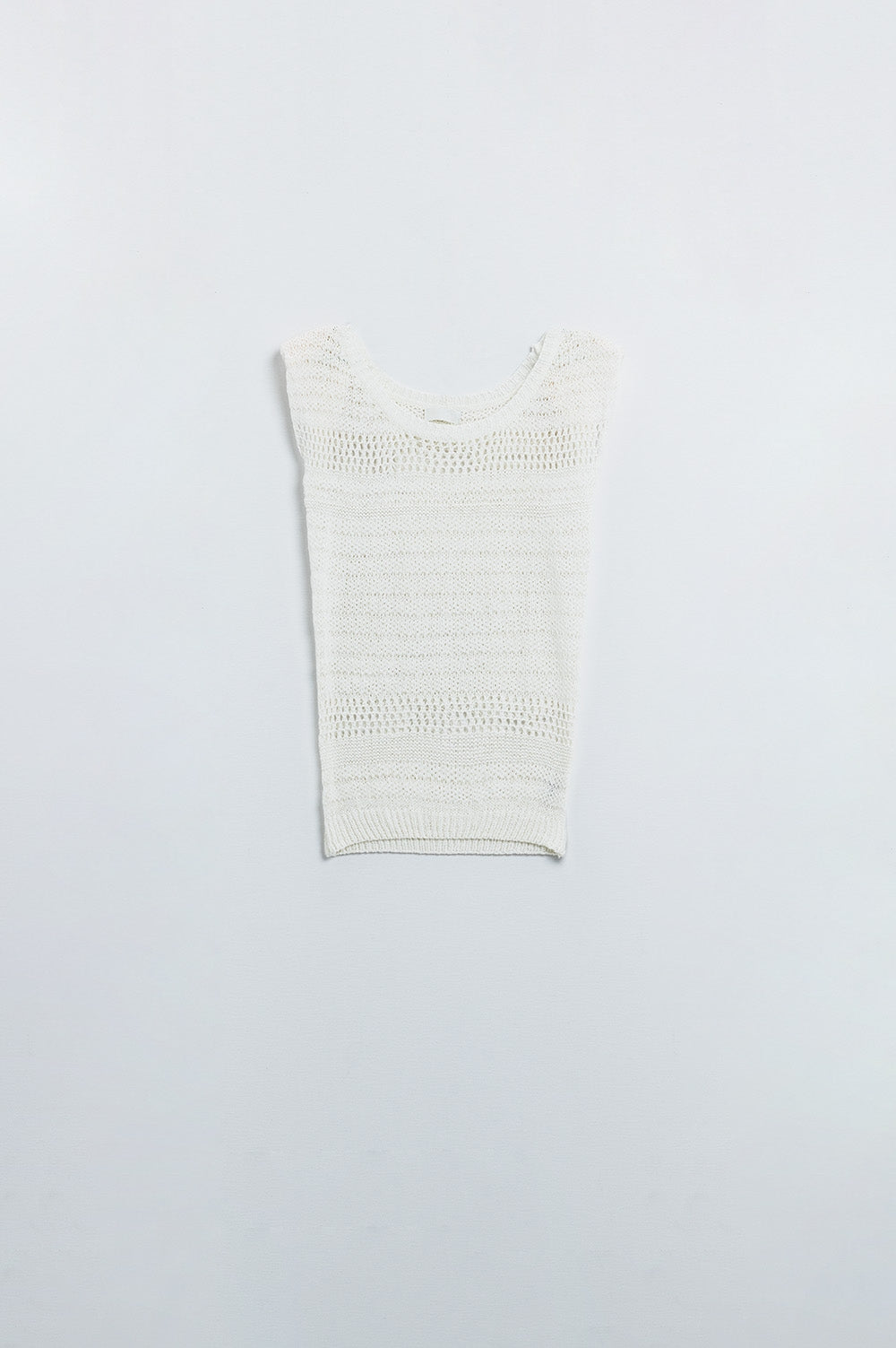 Q2 maglione senza maniche all'uncinetto color crema