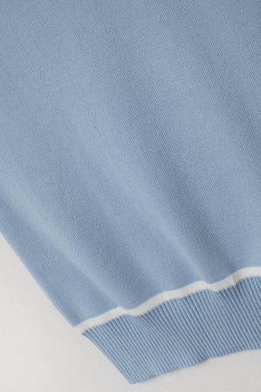 Maglione Senza Maniche Blu con Dettaglio a Righe Bianche