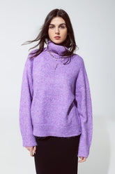 Q2 Maglione viola con collo alto