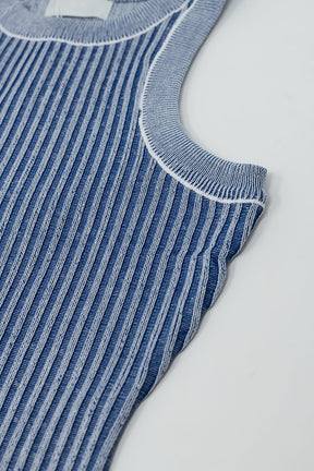 Maxi abito senza maniche a costine con aletta Bodycon in blu
