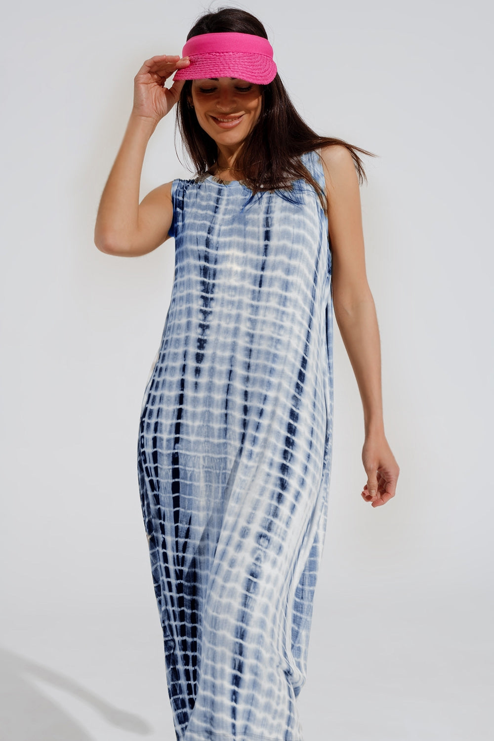 Maxi abito tie dye rilassato nelle tonalità del blu