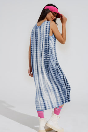 Maxi abito tie dye rilassato nelle tonalità del blu