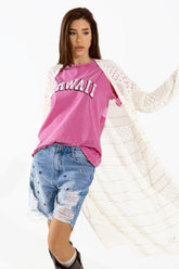 Q2 Maxi cardigan all'uncinetto bianco con maniche lunghe
