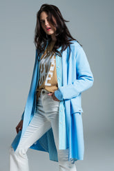 Q2 Maxi cardigan con collo oversize in blu baby