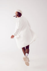 Q2 Maxi cardigan panna con colletto